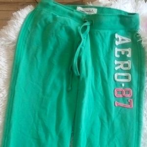 Aeropostale Stretch Teal, Pink and White Flare Pants